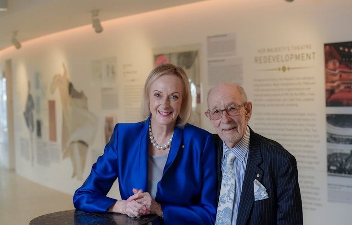Pamela Wall OAM and Ian Wall AM at Her Majestys Theatre in 2021 photo Roy Vandervegt